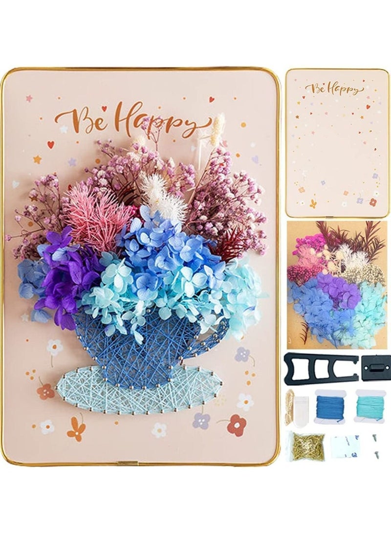 Y&D DIY String Art Kit for Beginner,Flowers Art, Dried Flowers Craft Kit,Unique Gift, Holidays,Cup and - Image 1