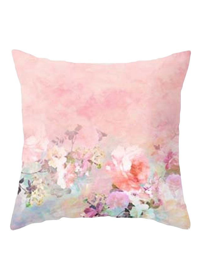 Geometric Striped Flower Pattern Throw Pillow Case Cushion Cover Pink/White 45 x 45cm
