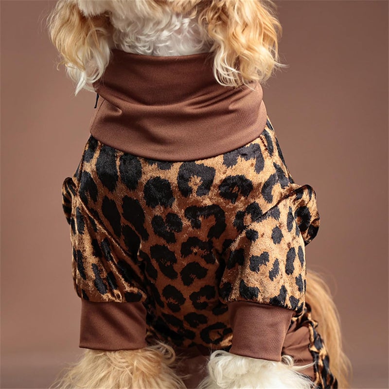 Fleece Lined Velveted Dog Pajamas Full Coverage Animal Print Comfortable Sleepwear Pet for Winter Cold Weather Animal Print Pet - Image 3
