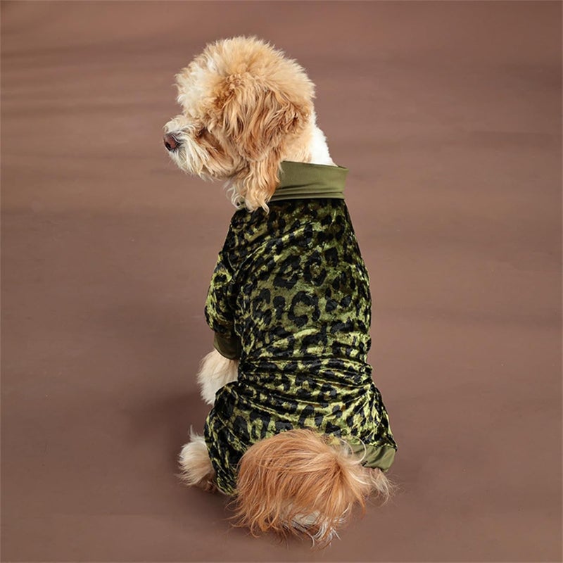 Fleece Lined Velveted Dog Pajamas Full Coverage Animal Print Comfortable Sleepwear Pet for Winter Cold Weather Animal Print Pet - Image 5