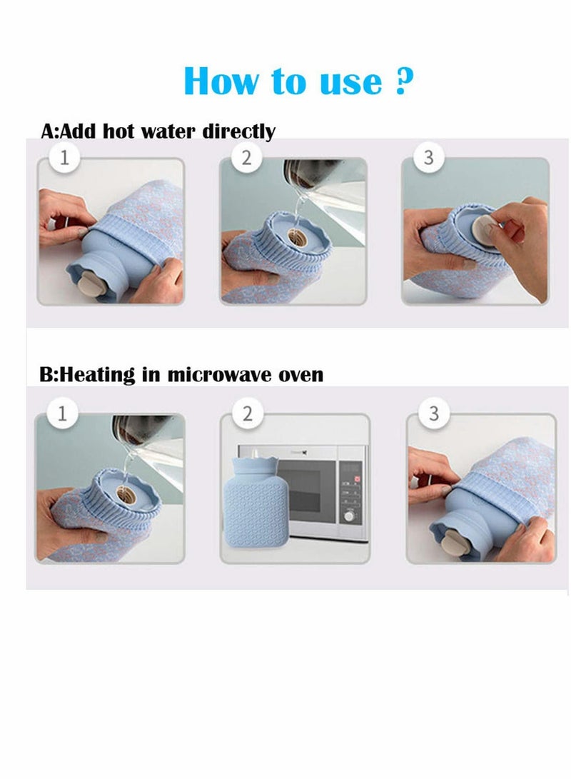 Hot Water Bottle Bag with Knit Cover for Microwave Heating Silicone Hot  Cold Therapies Back Pain   Gift for gi rlfri en d Mather Valen tine's Day Gift Exchange Party Pink Long - Image 4