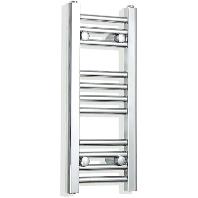 200MM WIDE NARROW SMALL CHROME HEATED TOWEL RAIL STRAIGHT FLAT BATHROOM WARMER RADIATOR RACK CENTRAL HEATING (200MM WIDE X 600MM HIGH) - Image 2