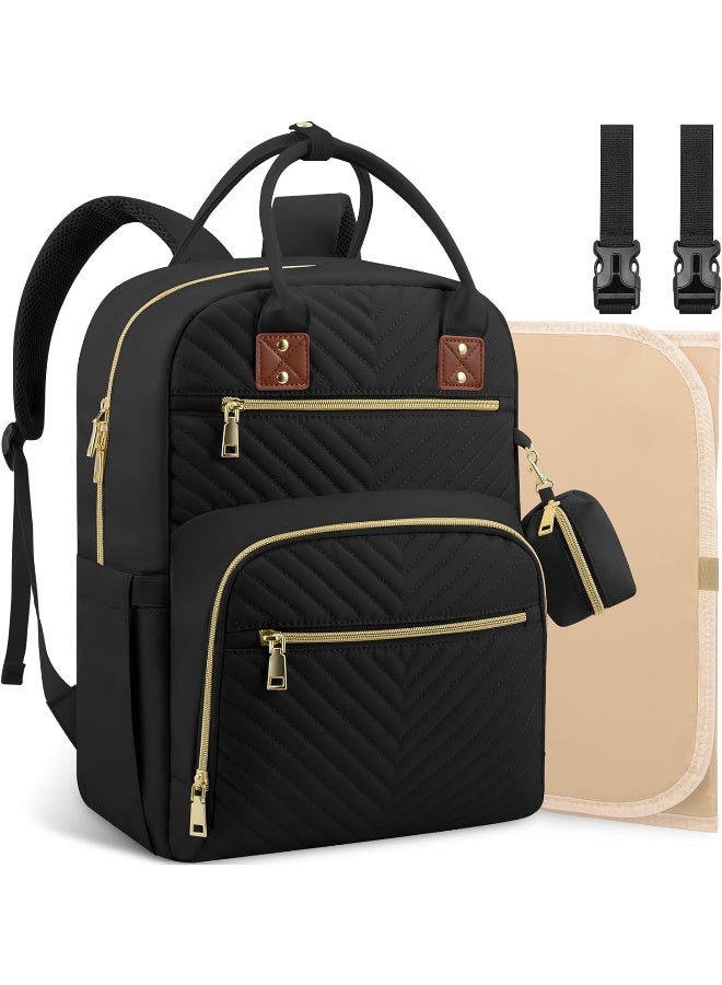 Tenot Baby Diaper Bag Backpack, Travel Diaper Bags for Baby Girl Boy Large Capacity Baby Bag Backpack for Women Black - Image 1