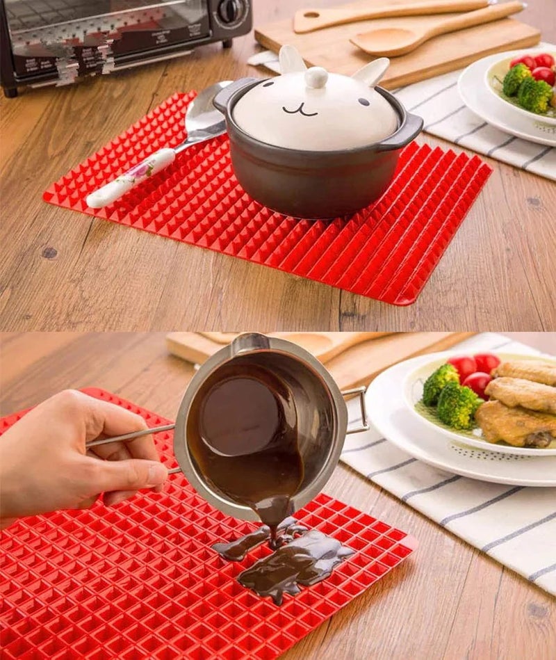 POPLEY Silicone Chef Pyramid Mat Baking Cooking Mats Oven Sheet NonStick Pastry Large Value 1 Pack Reducing Healthy HeatResistant for Grilling BBQ Multicolor - Image 5
