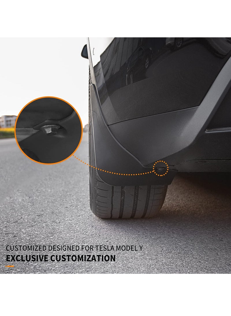 Generic - Custom Fit Mud Flaps Splash Guards for Tesla Model Y - Full Protection Front and Rear Mudguard Kit with Screws, No Drilling Required, Set of 4 - Image 1