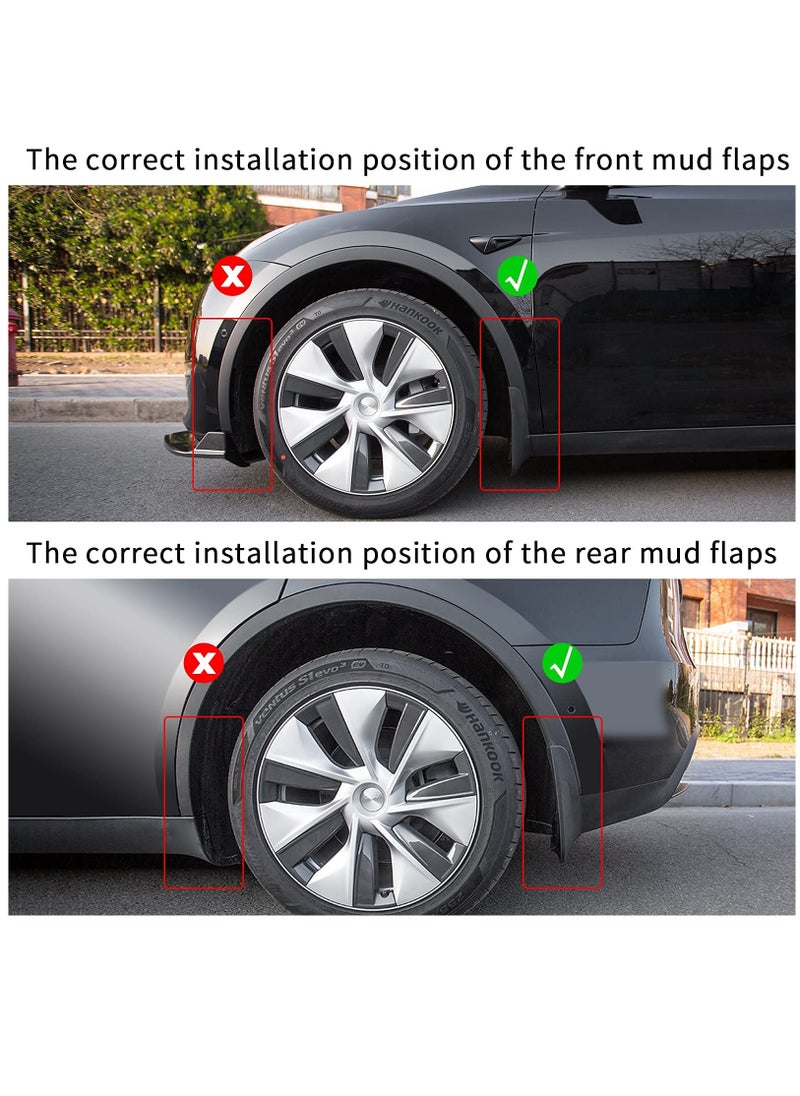 Generic - Custom Fit Mud Flaps Splash Guards for Tesla Model Y - Full Protection Front and Rear Mudguard Kit with Screws, No Drilling Required, Set of 4 - Image 1