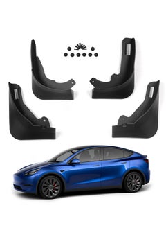 Custom Fit Mud Flaps Splash Guards for Tesla Model Y - Full Protection Front and Rear Mudguard Kit with Screws, No Drilling Required, Set of 4