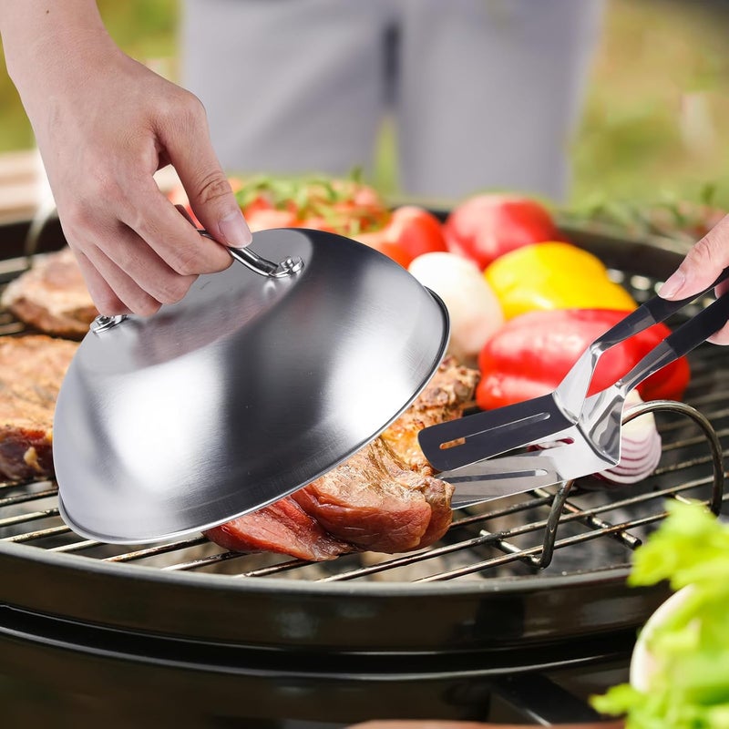 EBIEFLY 9” Blackstone Basting Cover Lid Dome for Griddle Cooking Basting, Griddle Accessories for Enhanced Flavor and Steaming Vegetables + 9.7" Spatula Steak Grill Tongs for Flipping Barbecue - Image 5