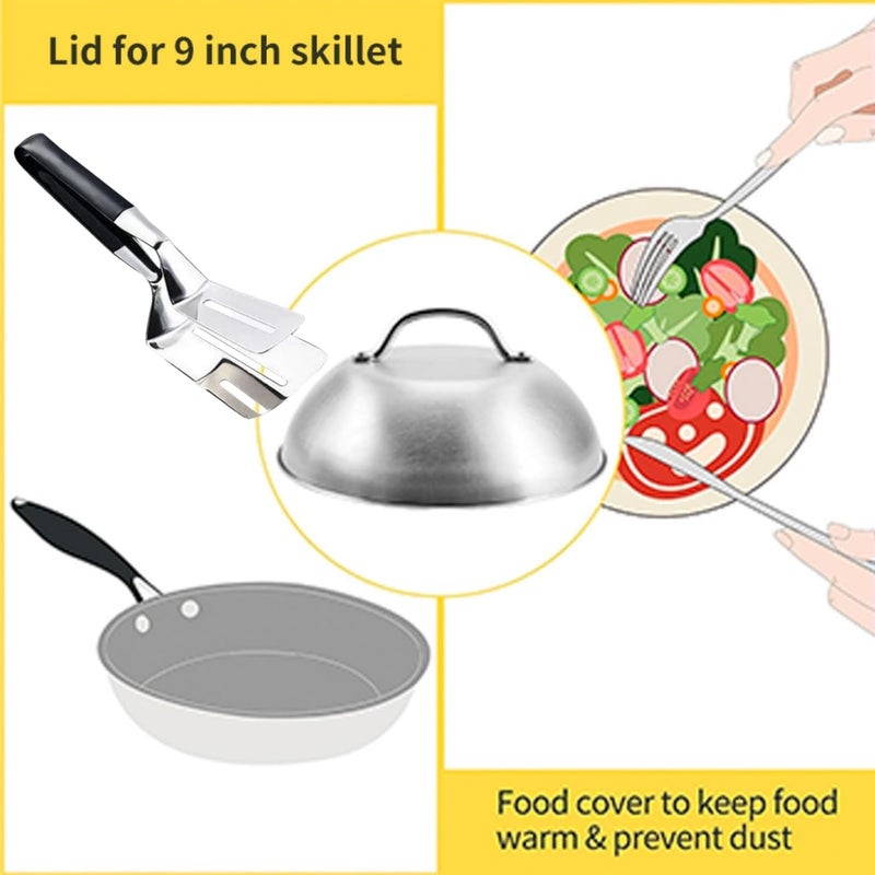 EBIEFLY 9” Blackstone Basting Cover Lid Dome for Griddle Cooking Basting, Griddle Accessories for Enhanced Flavor and Steaming Vegetables + 9.7" Spatula Steak Grill Tongs for Flipping Barbecue - Image 4