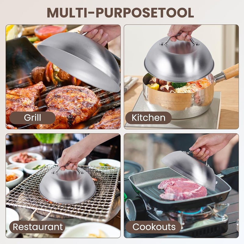 EBIEFLY 9” Blackstone Basting Cover Lid Dome for Griddle Cooking Basting, Griddle Accessories for Enhanced Flavor and Steaming Vegetables + 9.7" Spatula Steak Grill Tongs for Flipping Barbecue - Image 2