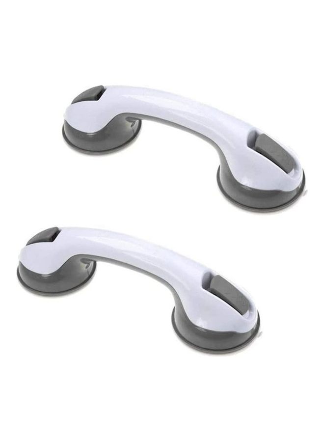 NIBEMINENT 2-Piece Portable Bath Shower Support Grip Mount Handle Grey/White