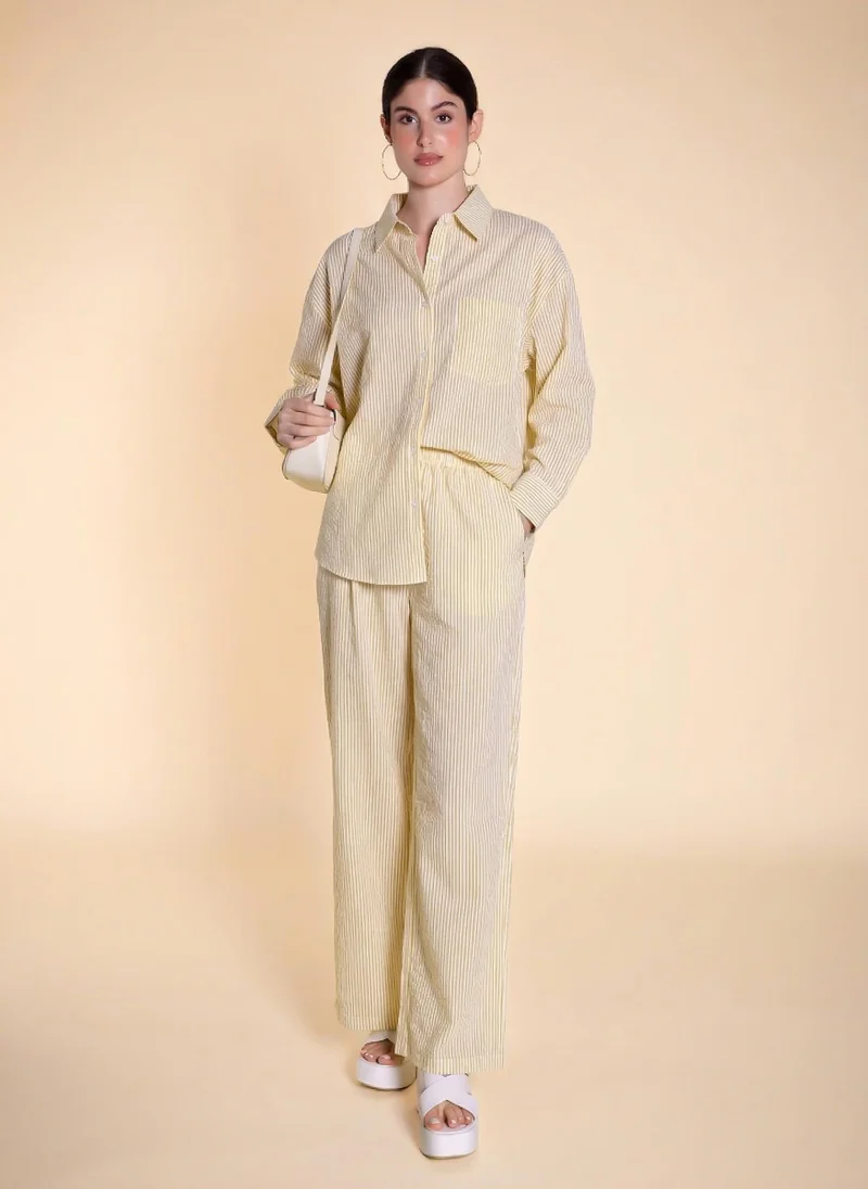 شايبس STRIPED LINEN BLEND SHIRT SET