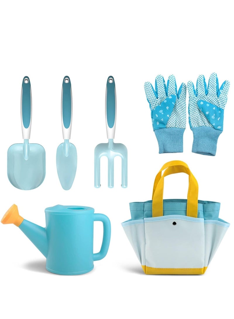 Captaintech 6Pcs Kids Garden Outdoor Tool Set Children's Hand Tools Fun Toys Gift including Shovel Rake Trowel Sprayer Gloves Apron Watering Can with Canvas Tote Bag Gifts for Children - Image 2