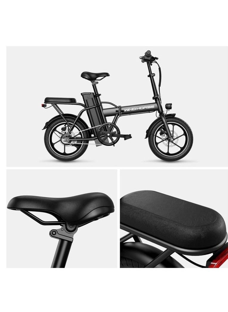 Windhorse Folding Electric Bike with 350W High Speed Motor|W2A black| 36V 8AH Battery| 40 KM/H Speed| 35 KM Range|Dual Disk Brakes| Carbon Alloy Frame and 16 Inches Tires  - Image 2