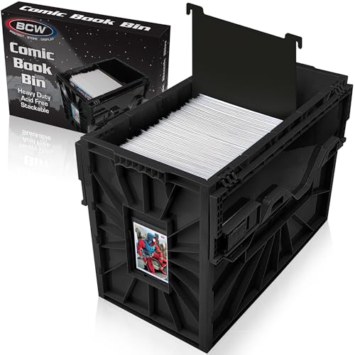 BCW Comic Bin Black Holds 150 Comics Acid Free Storage and Organizer Heavy Duty Plastic Stackable Includes Partition - Image 1
