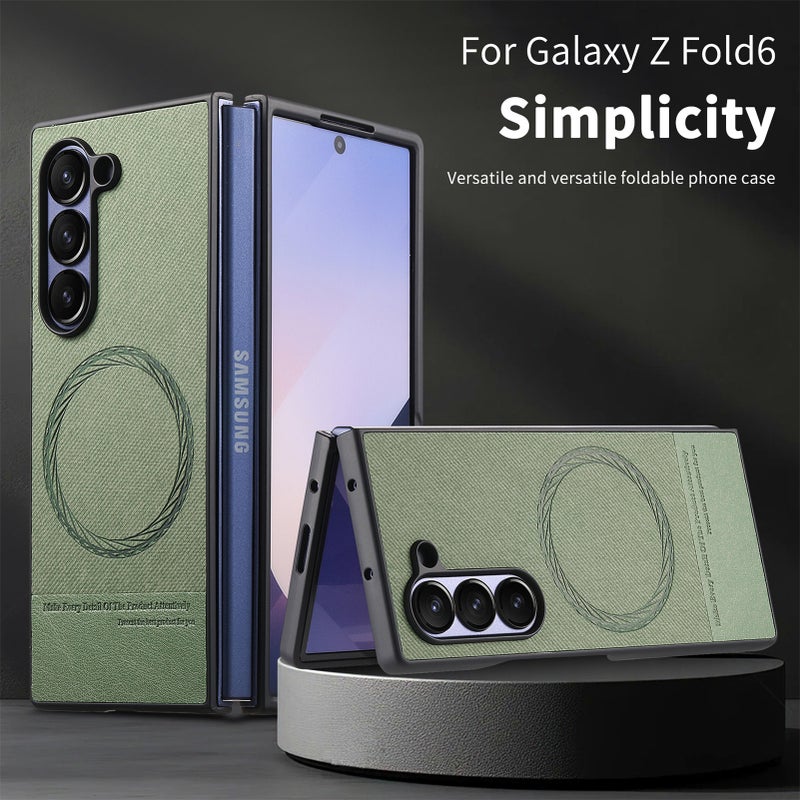 غطاء MagSafe بPC لـ Samsung Galaxy Z Fold 6 مع مغناطيس قوي وتغطية كاملة مع مقاوم للصدمات مع مقاوم للخدش مع حماية من السقوط باللون رمادي مغناطيسي خفيف الحمل للاستخدام الداخلي - Image 5