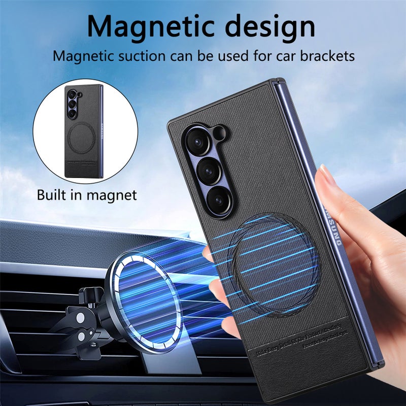 غطاء MagSafe بPC لـ Samsung Galaxy Z Fold 6 مع مغناطيس قوي وتغطية كاملة مع مقاوم للصدمات مع مقاوم للخدش مع حماية من السقوط باللون رمادي مغناطيسي خفيف الحمل للاستخدام الداخلي - Image 3
