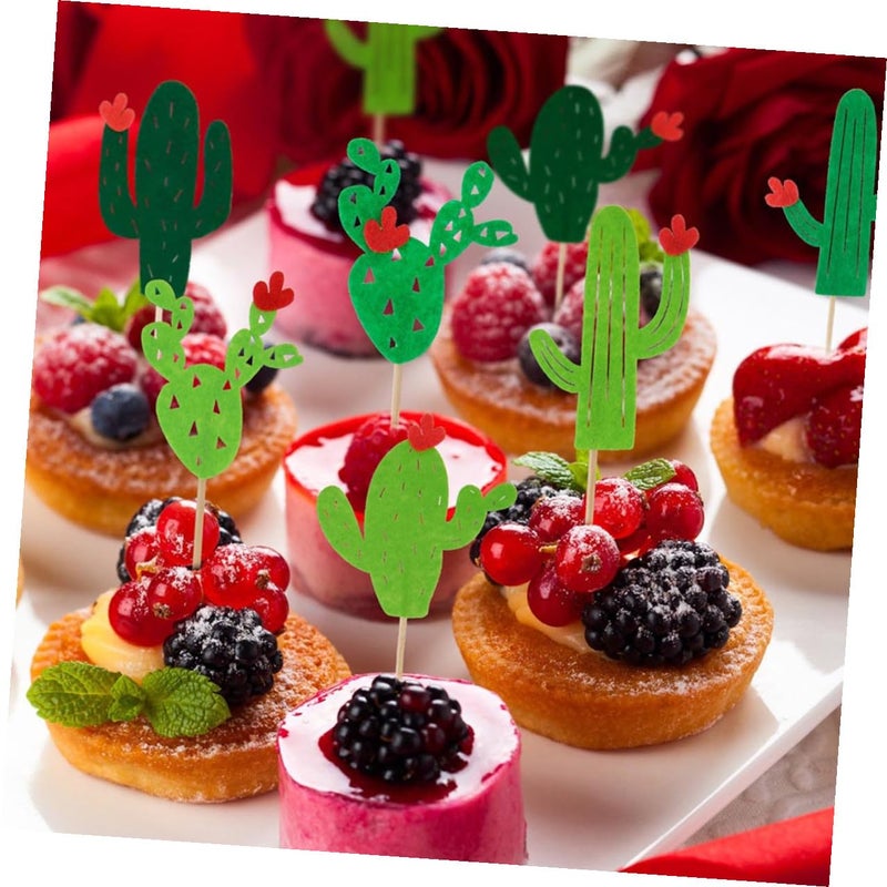 Green Cactus Cake Toppers Set Of 8 Non Edible Cupcake Decorations For Birthday Party - Image 4