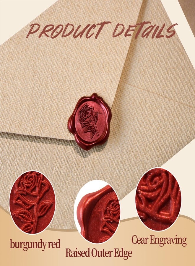 Pilloze 50pcs Red Rose Wax Seal Stickers, Rose Wax Seal, Red Wax Stickers, Rose Stickers for Envelopes, Waterproof, for Wedding Invitation, Christmas - Image 4
