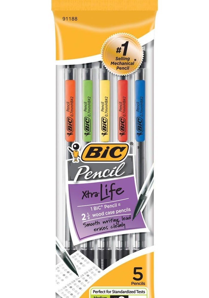 BIC Xtra Life Mechanical Pencils, Medium Point, 0.7mm, 5 Count - Image 1