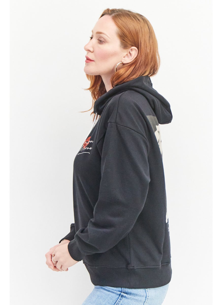 Marilyn Monroe - Women Hooded Printed Long Sleeve Sweatshirts, Black - Image 1