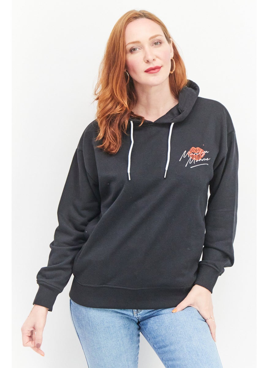 Marilyn Monroe - Women Hooded Printed Long Sleeve Sweatshirts, Black - Image 1