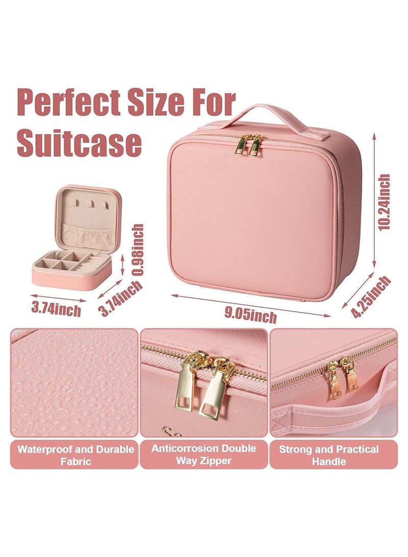 GGEROU حقيبة مكياج للسفر مع مرآة مضيئة بثلاثة ألوان مع إمكانية تعديل السطوع ومرآة قابلة للإزالة - Image 2