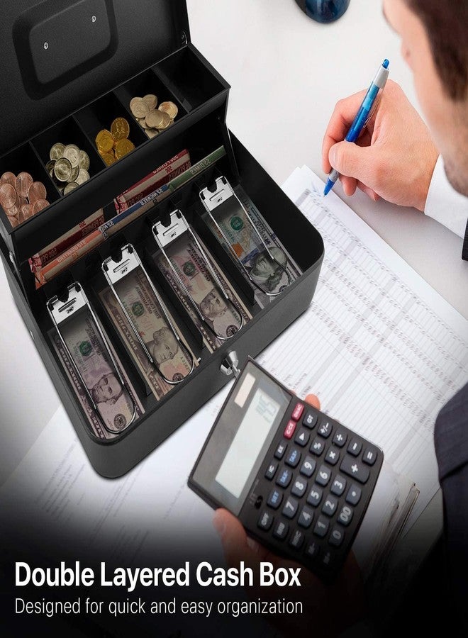 AVIROM Cash Storage Box with Lock and Key - Secure and Convenient Metal Cash Drawer Organizer for Cashiers and Personal Use - Image 3