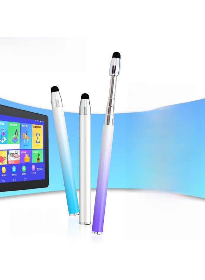 Teaching Teaching Retractable Touch Screen Touch Pen Electronic Whiteboard Teaching Whip Pen Net Class Finger Reading Stick Learning Machine Capacitance Pen-Color:Telescopic [large Screen Constant Touch] [universal] Flocked Hair Tip Teaching Touch Screen Pen Silver - Image 2