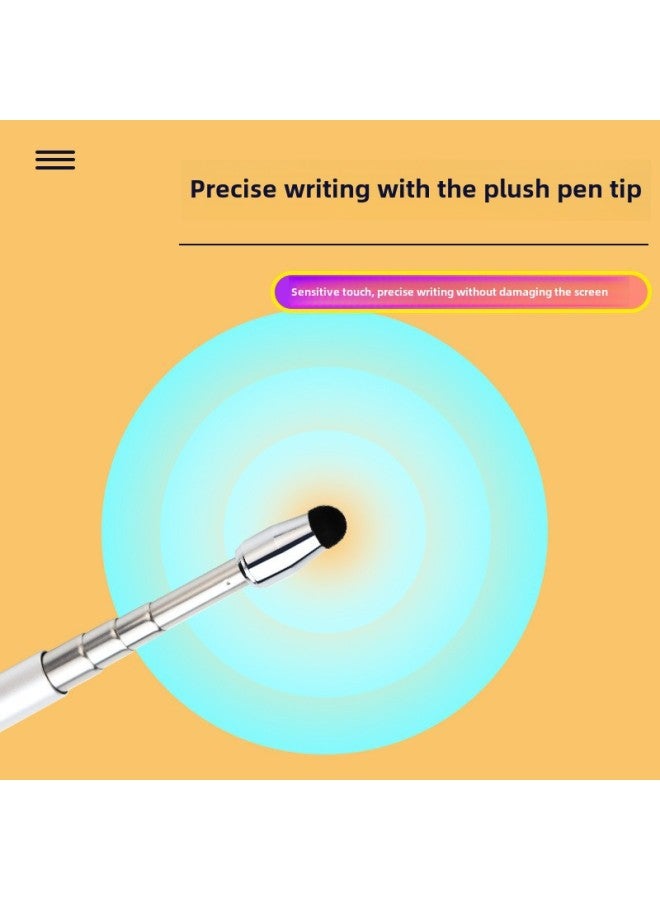 Teaching Teaching Retractable Touch Screen Touch Pen Electronic Whiteboard Teaching Whip Pen Net Class Finger Reading Stick Learning Machine Capacitance Pen-Color:Telescopic [large Screen Constant Touch] [universal] Flocked Hair Tip Teaching Touch Screen Pen Silver - Image 3