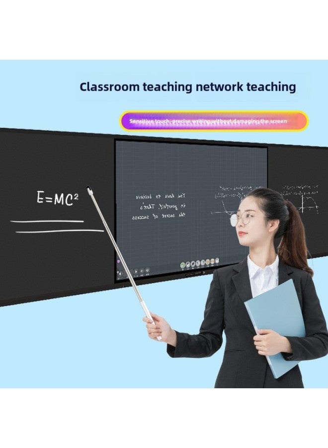 Teaching Teaching Retractable Touch Screen Touch Pen Electronic Whiteboard Teaching Whip Pen Net Class Finger Reading Stick Learning Machine Capacitance Pen-Color:Telescopic [large Screen Constant Touch] [universal] Flocked Hair Tip Teaching Touch Screen Pen Silver - Image 4