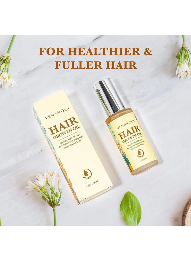 Venanoci - Biotin, Castor & Rosemary Oil for Hair Growth for Women, hair loss treatments for dry damaged hair and growth, Serum for Thicker Longer Fuller Healthier Hair, All Natural Vitamin Rich Treatment - Image 1