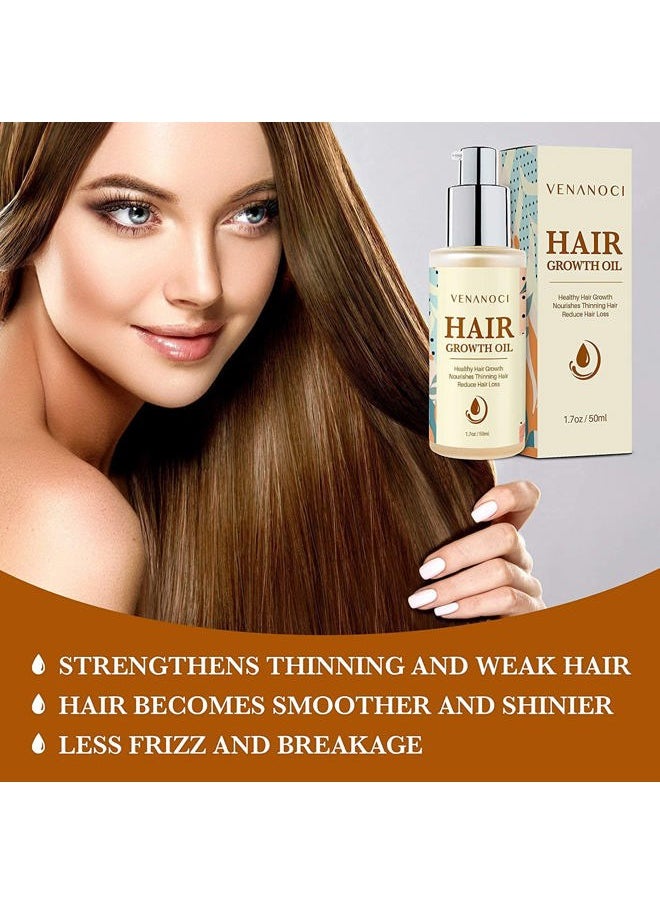 Venanoci - Biotin, Castor & Rosemary Oil for Hair Growth for Women, hair loss treatments for dry damaged hair and growth, Serum for Thicker Longer Fuller Healthier Hair, All Natural Vitamin Rich Treatment - Image 1