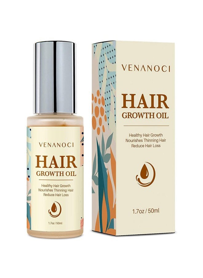 Venanoci - Biotin, Castor & Rosemary Oil for Hair Growth for Women, hair loss treatments for dry damaged hair and growth, Serum for Thicker Longer Fuller Healthier Hair, All Natural Vitamin Rich Treatment - Image 1