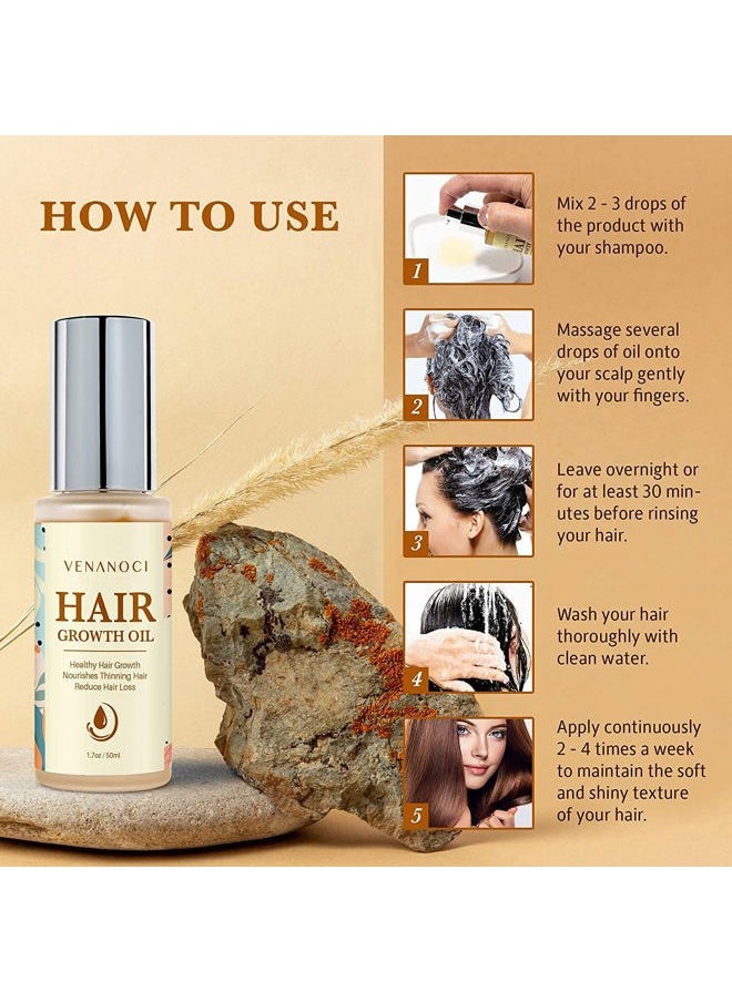 Venanoci - Biotin, Castor & Rosemary Oil for Hair Growth for Women, hair loss treatments for dry damaged hair and growth, Serum for Thicker Longer Fuller Healthier Hair, All Natural Vitamin Rich Treatment - Image 1