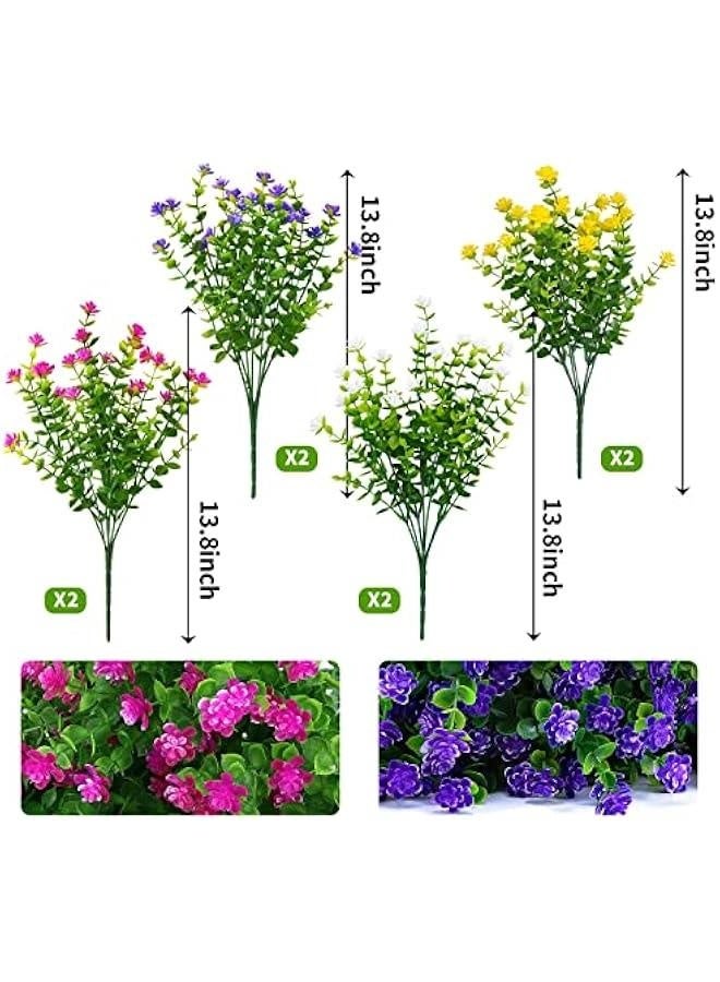 Generic 8 Bundles Artificial Flowers Lifelike No Fade UV Resistant Fake Plastic Flowers Faux Plants for Hanging Planters Outside Porch Window Box Wedding Home Décor - Indoor/Outdoor Use  - Image 1