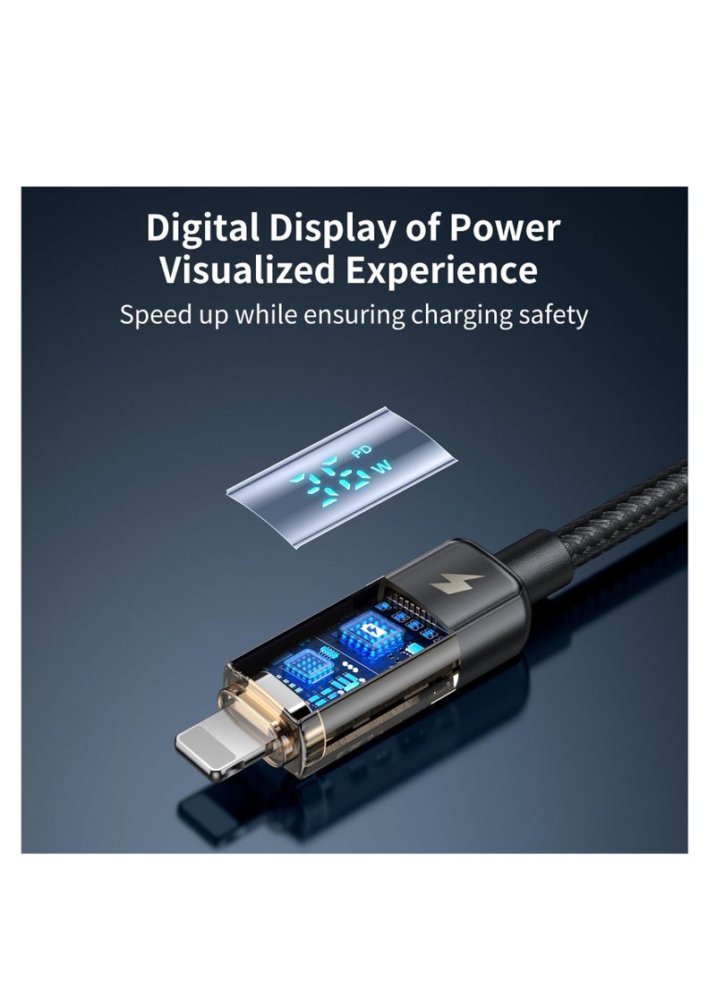 إكسفور USB-C إلى كابل Lightning ، 36W شاحن البيانات الشفافة PD الشاشة الرقمية ، حماية التلقائية الثنائية النواة ، نقل بيانات عالي السرعة ، لجهاز iPhone  - Image 5