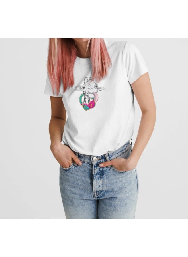 Primina Women's printed T-Shirt -Giraffe, round neck, 100% cotton, regular fit - Image 2