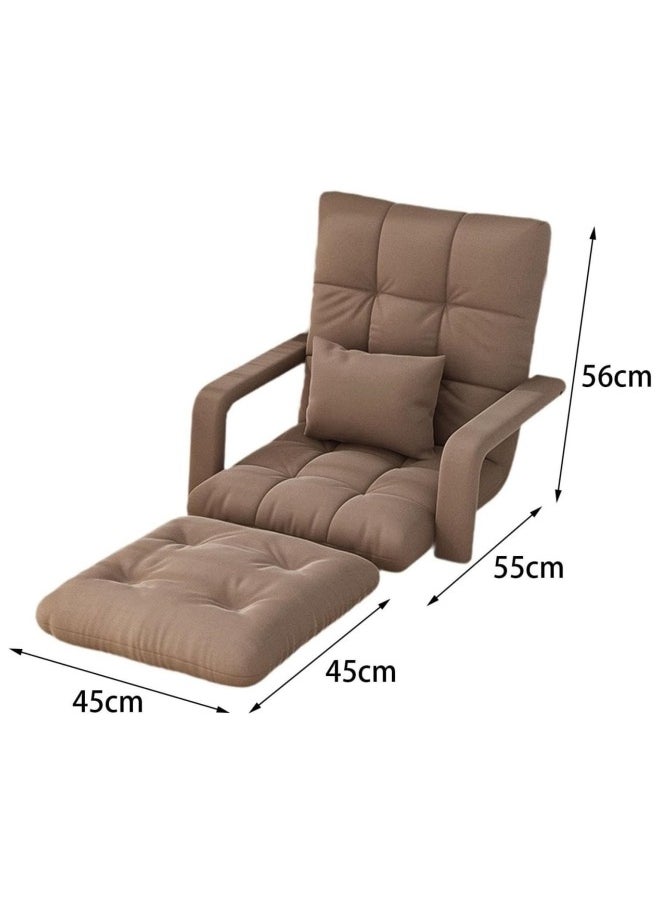 GGEROU Folding Floor Chair,Lazy Sofa,Folding single-back sofa cushion,Multi Angle Adjustment Padded Sleeper Bed,Removable Washable Sofa with Pillow and Cushions(Khaki,64 * 55 * 56cm)  - Image 2