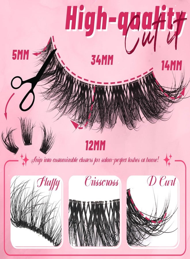 Fyonas Cat Eye Lashes Wispy False Eyelashes 5-14mm Short Fake Lashes Natural Look D Curl Strip Lashes with Clear Band 8 Pairs Soft Fluffy Lashes Pack (CT01) - Image 3
