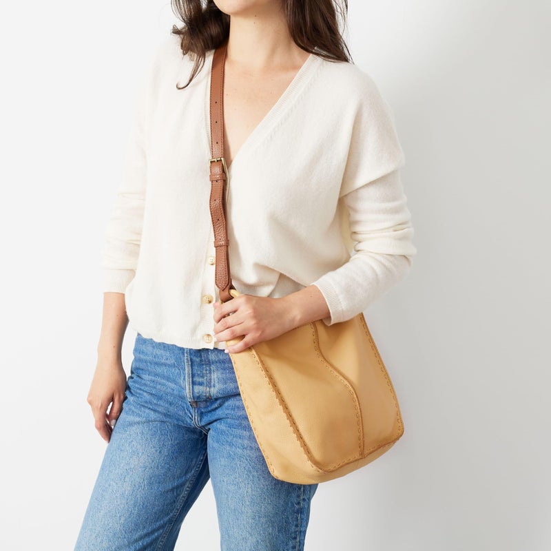 The Sak Los Feliz Crossbody Bag in Leather, Large, Lined Purse with Single Adjustable Shoulder Strap, Buttercup - Image 2