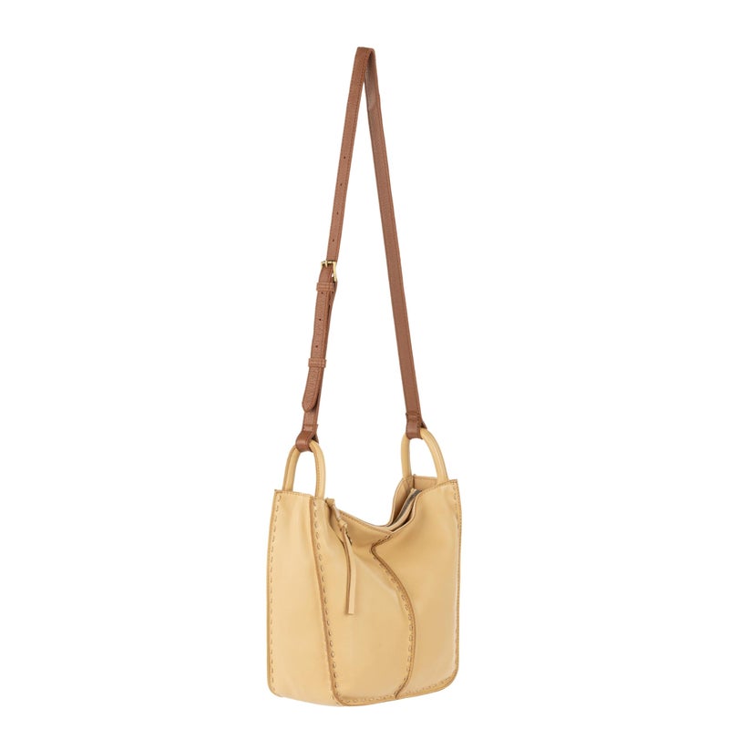 The Sak Los Feliz Crossbody Bag in Leather, Large, Lined Purse with Single Adjustable Shoulder Strap, Buttercup - Image 4
