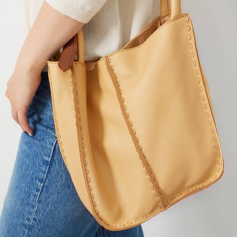 The Sak Los Feliz Crossbody Bag in Leather, Large, Lined Purse with Single Adjustable Shoulder Strap, Buttercup - Image 3