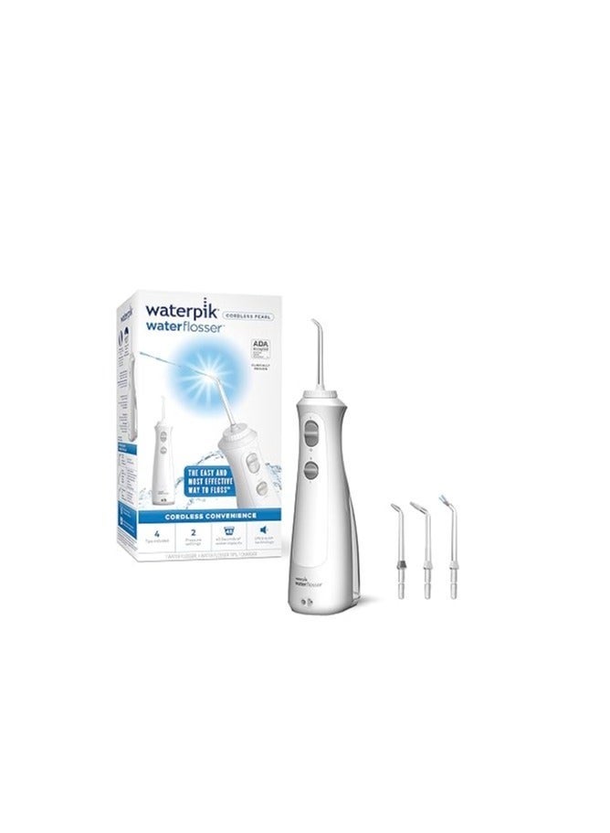 Waterpik Cordless Pearl Rechargeable Portable Water Flosser For Teeth, Gums, Braces Care And Travel With 4 Flossing Tips, Ada Accepted, Charger May Vary, Wf-13 White - Image 2