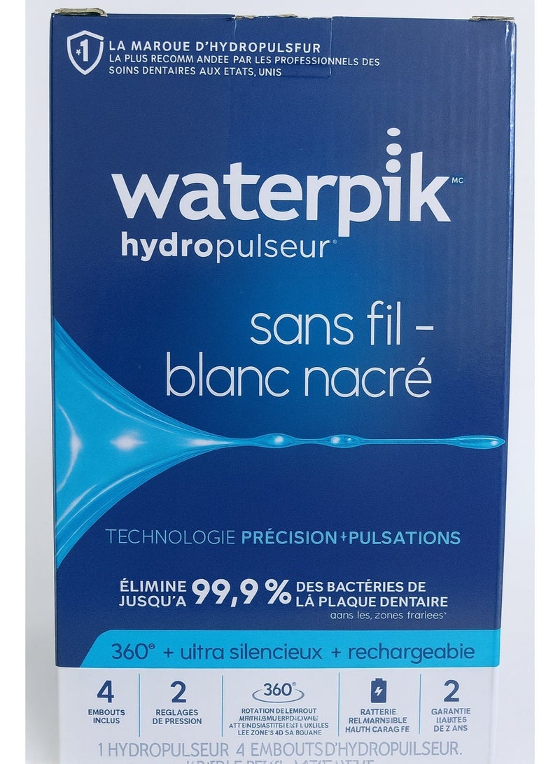 Waterpik Cordless Pearl Rechargeable Portable Water Flosser For Teeth, Gums, Braces Care And Travel With 4 Flossing Tips, Ada Accepted, Charger May Vary, Wf-13 White - Image 1