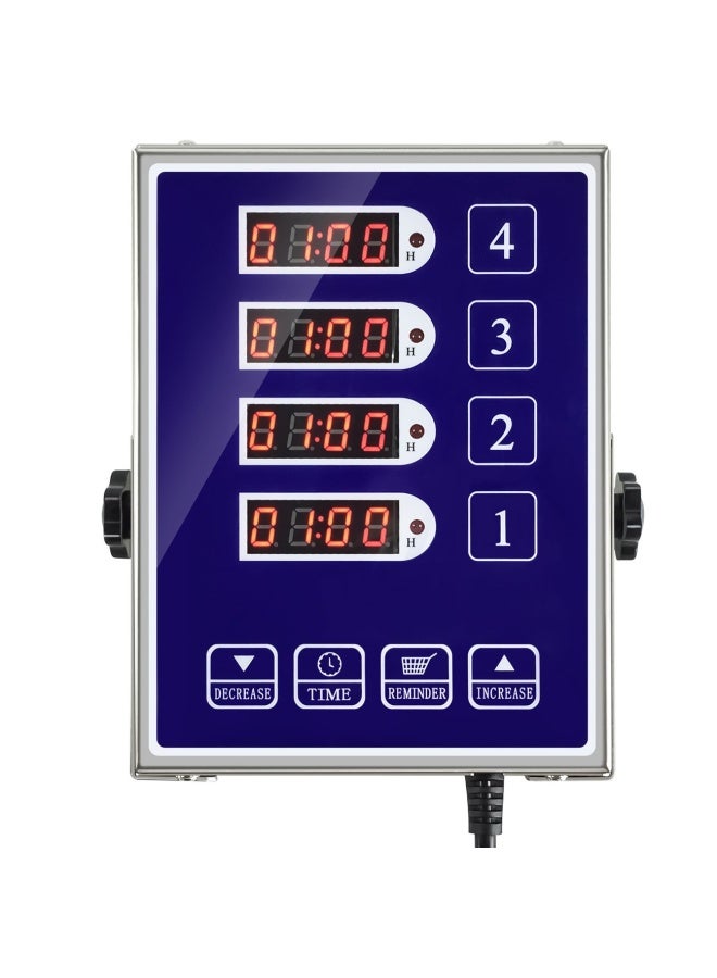 Commercial 4 Channels Kitchen Timers Restaurant Timer Loud Alarm Cooking Reminder Stainless Steel Clear Led Display For Multiple Events  - Image 1