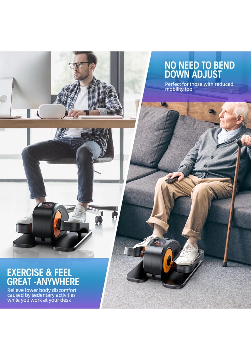 XiuWoo - Under Desk Elliptical Machine, Ellipse Leg Exerciser for Seniors Fully Assembled, Quiet & Portable Electric Seated Pedal Exerciser with Remote Control & 12 Adjustable Speeds, black - Image 1