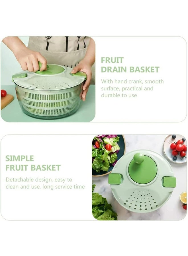 DUNISO 4L Salad Spinner,Hand Cranked Fruits and Vegetables Drain Dryer, Salad Washer，with Secure Lid Lock & Rotary Handle, Easy to Clean，Green  - Image 3