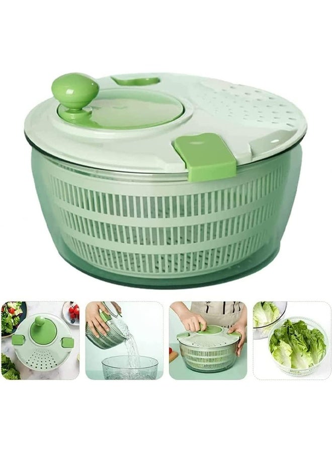 DUNISO 4L Salad Spinner,Hand Cranked Fruits and Vegetables Drain Dryer, Salad Washer，with Secure Lid Lock & Rotary Handle, Easy to Clean，Green  - Image 1