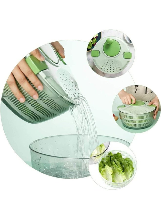 DUNISO 4L Salad Spinner,Hand Cranked Fruits and Vegetables Drain Dryer, Salad Washer，with Secure Lid Lock & Rotary Handle, Easy to Clean，Green  - Image 2